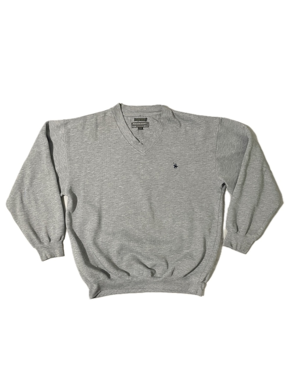 ✰ Knight’s Sports Grey Pinstripe Oversized V-Neck Sweater ✰